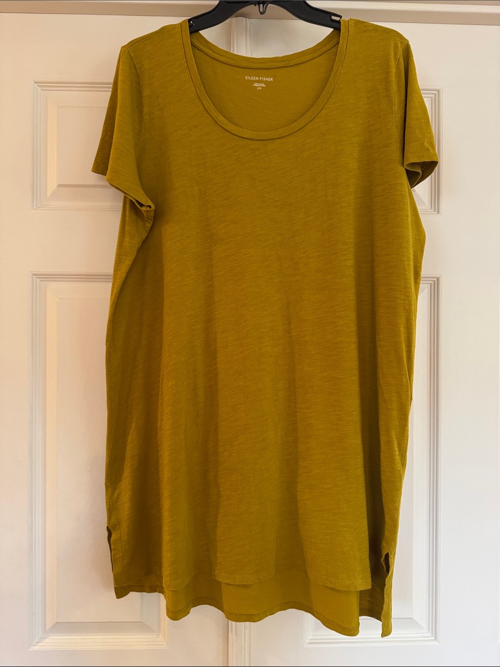 Eileen Fisher Short Sleeve T-shirt Dress, Size L, Color Mustard